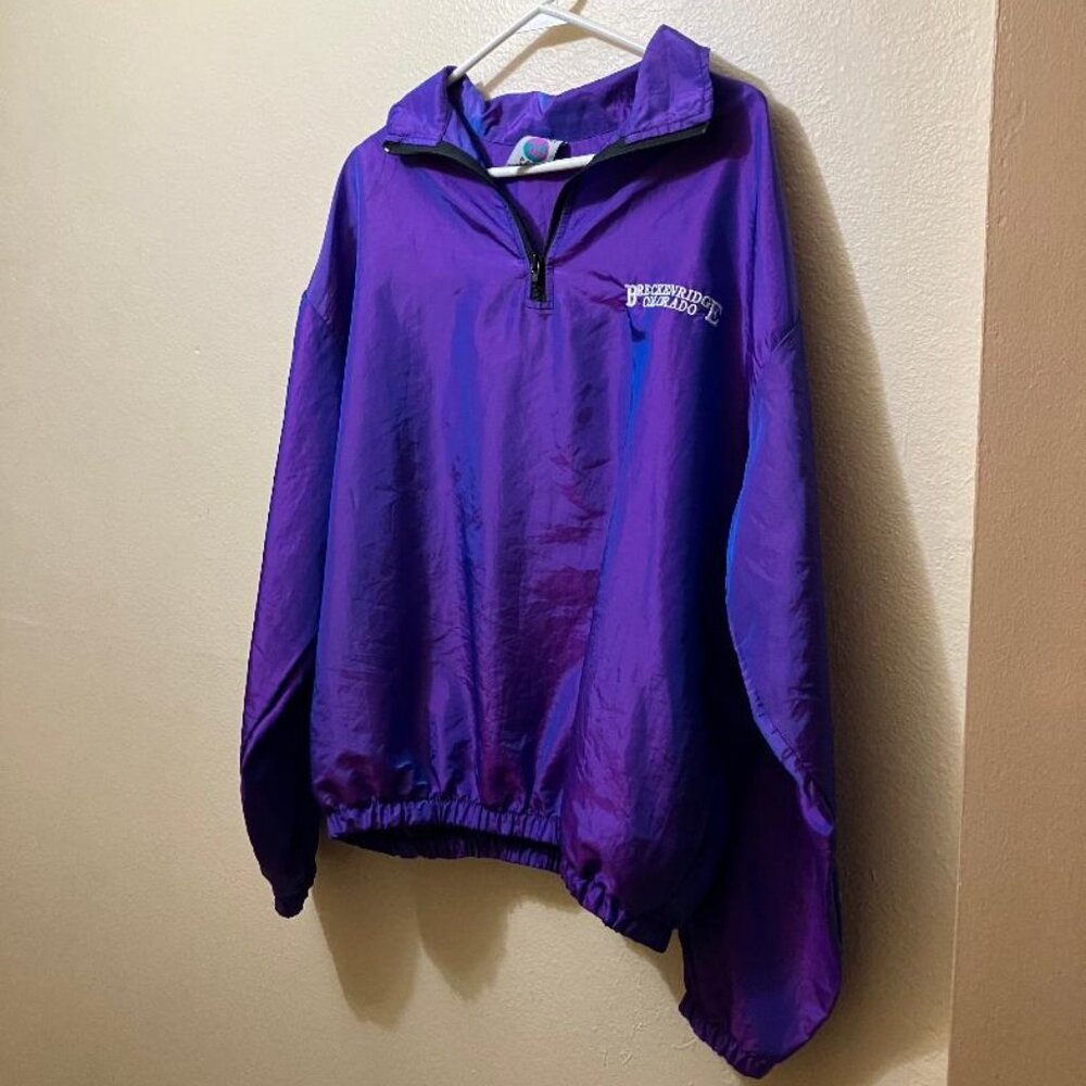 Vintage Purple/Blue Iridescent Colorado Embroidered Surf Style Windbreaker S/M